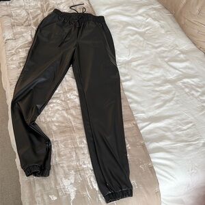 Faux leather joggers